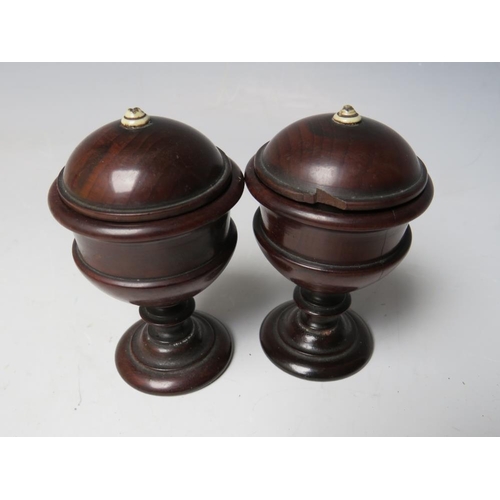 502 - A COLLECTION OF VARIOUS ITEMS OF TREEN, to include small lidded urns and two eggs