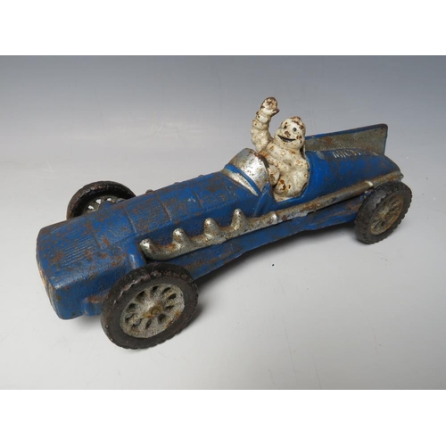 532 - A VINTAGE HUBLEY METAL RACING CAR ADVERTISING MICHELIN TYRES, L 25 cm