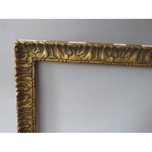 58 - A 19TH CENTURY GOLD FRAME WITH LEAF DESIGN, frame W 6 cm, rebate 49 x 41 cm