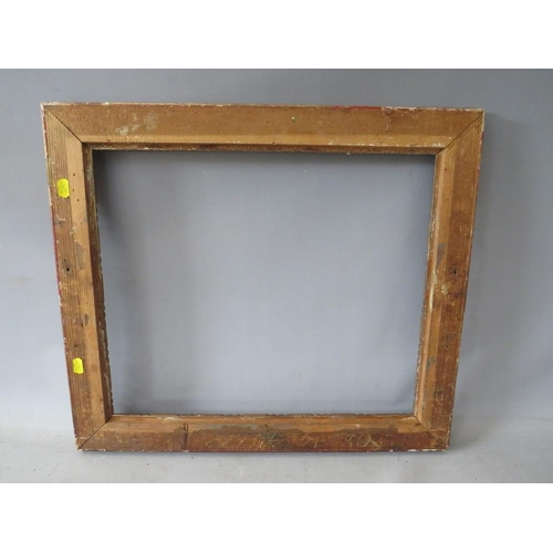 58 - A 19TH CENTURY GOLD FRAME WITH LEAF DESIGN, frame W 6 cm, rebate 49 x 41 cm