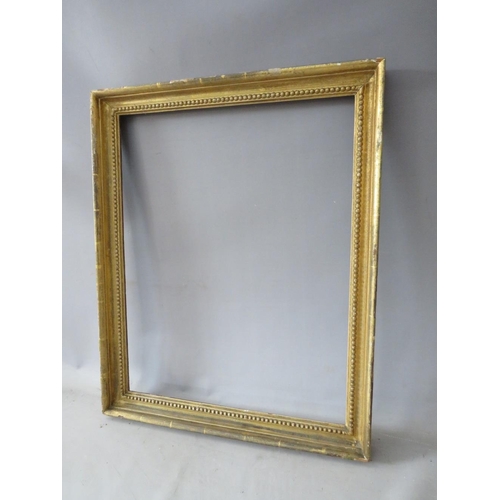 59 - A LATE 18TH / EARLY 19TH CENTURY GOLD FRAME, with beaded inner edge, frame W 4.5 cm, rebate 59 x 47 ... 