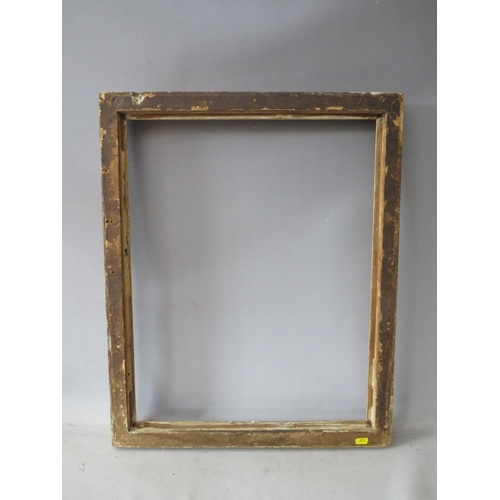 59 - A LATE 18TH / EARLY 19TH CENTURY GOLD FRAME, with beaded inner edge, frame W 4.5 cm, rebate 59 x 47 ... 