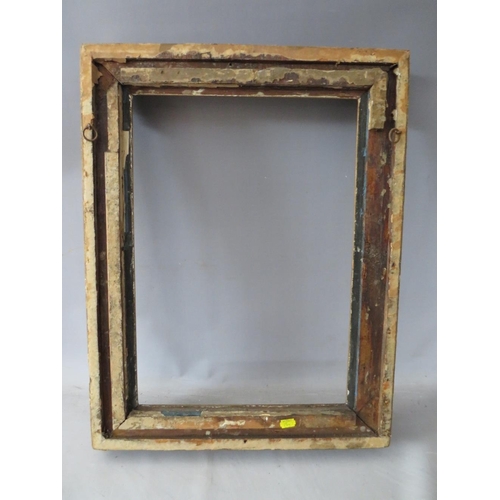 61 - A LATE 18TH / 19TH CENTURY GOLD FRAME, with ornate corners, frame W 8 cm, rebate 51 x 37 cm