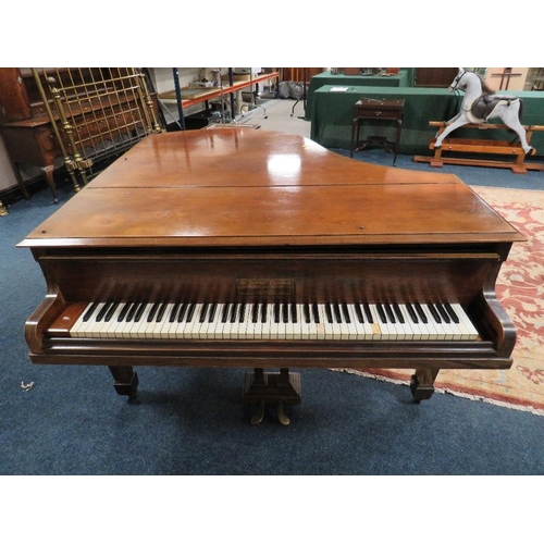 612 - A 19TH CENTURY MAHOGANY CASED BABY GRAND PIANO BY SIR HERBERT MARSHALL SONS & ROSE, LONDON