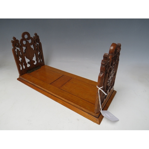 521 - A VICTORIAN OAK GOTHIC BOOK SLIDE