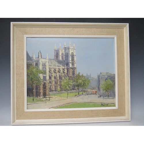 94 - MARCUS (XX). A study of Westminster Abbey, signed lower right, oil on canvas, framed, 39 x 49 cm