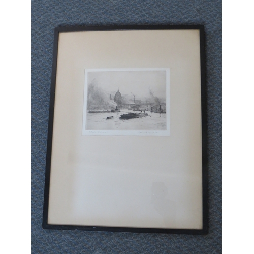 10 - ROWLAND JOHN ROBB LANGMAID (1897-1956). Thames scene with barges 'St. Pauls, Blackfriars', signed in... 