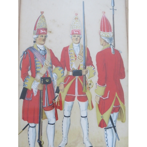 91 - E.V. HOWELL. A pair of studies of soldiers in full dress, Office, Private and Sergeant of The Grenad... 