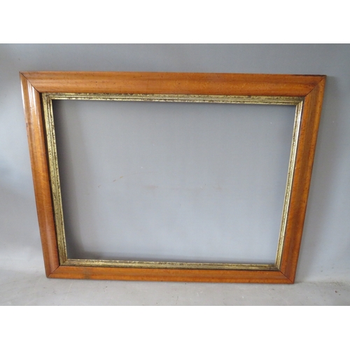 35 - THREE 19TH CENTURY MAPLE PICTURE FRAMES, average frame W 4 cm, rebates 61 x 46 cm, 41 x 54 cm, 50 x ... 