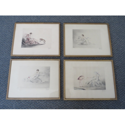 18 - NELLY DEGOUY (1910-1979) Four framed French Art Deco lithographs, signed in pencil to the mount, fra... 