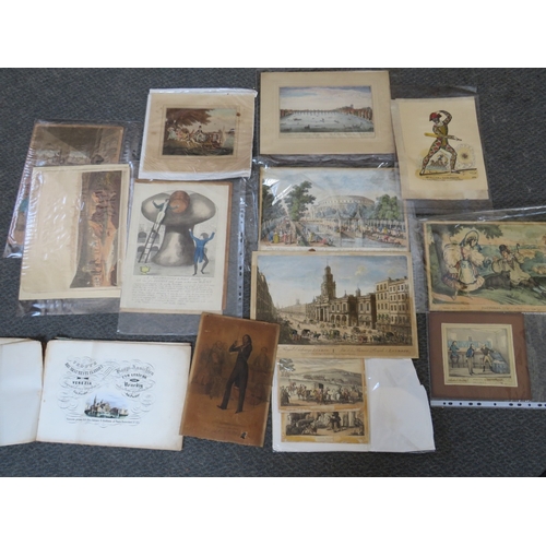 21 - AN ARTISTS FOLDER CONTAINING APPROXIMATELY TWENTY COLOURED LITHOGRAPHS AND ENGRAVINGS INCLUDING HOGA... 