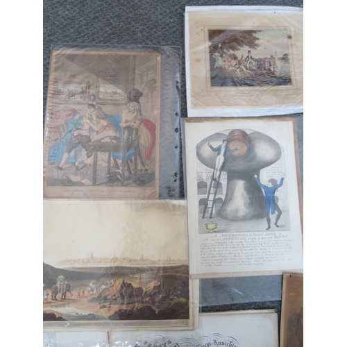 21 - AN ARTISTS FOLDER CONTAINING APPROXIMATELY TWENTY COLOURED LITHOGRAPHS AND ENGRAVINGS INCLUDING HOGA... 