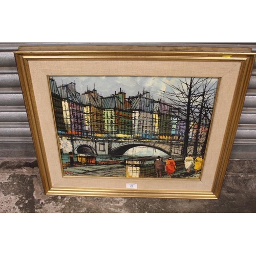 20 - AN IMPRESSIONIST OIL ON CANVAS DEPICTING A TOWN SCENE BY S. TENI , SIGNED BOTTOM LEFT