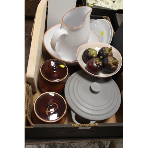 48 - TWO TRAYS OF ASSORTED EX SHOW HOME KITCHEN WARE ETC