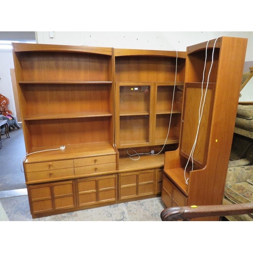 601 - A LARGE RETRO TEAK THREE PIECE DISPLAY CABINET