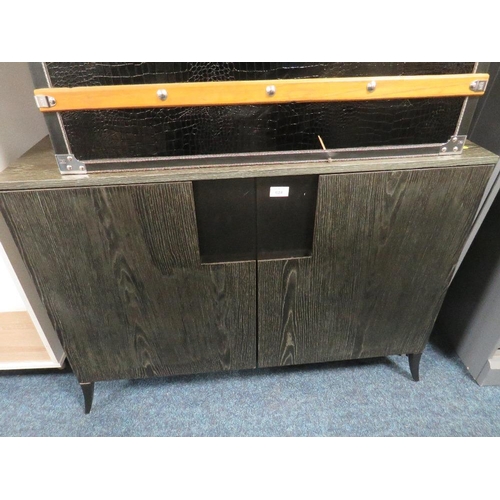 624 - A MODERN BLACK ASH STYLE TWO DOOR CABINET H-73 W-100 CM