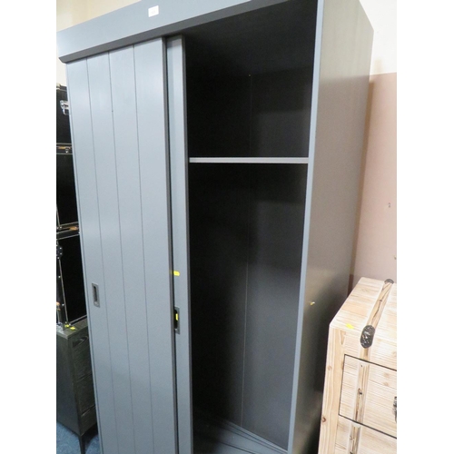 625 - A MODERN GREY TWO DOOR WARDROBE WITH SLIDING DOORS