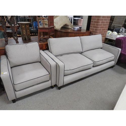 668 - A MODERN UPHOLSTERED TWO PIECE GREY SUITE