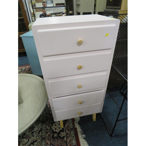 705 - A MODERN PINK CHILDS FIVE DRAWER CHEST H-100 W-50 CM