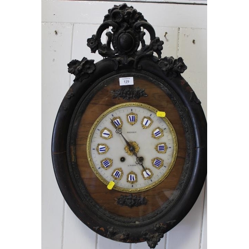 129 - A 19TH CENTURY C BRIGHT A PARIS FRENCH VINEYARD WALLCLOCK STRIKING ON A SINGLE COILED GONG