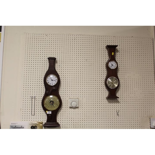 148 - TWO WALL HANGING CLOCK BAROMETERS