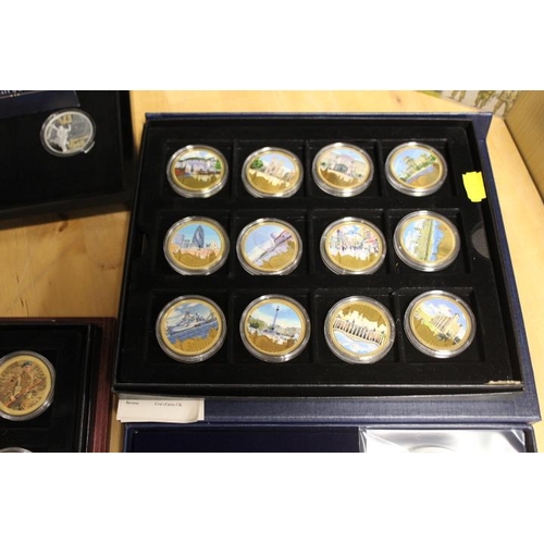 168 - A COLLECTION OF ASSORTED COMMEMORATIVE COLLECTOR COINS, TO INCLUDE 'THE ICONIC LONDON COLLECTION, A ... 