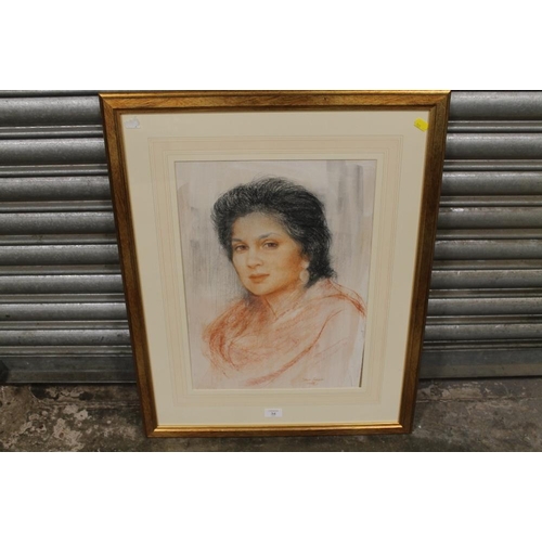 35 - A GILT FRAMED AND GLAZED WATERCOLOUR PORTRAIT COLOUR OF A LADY CALLED TRACY SIGNED LOWER RIGHT BY DA... 