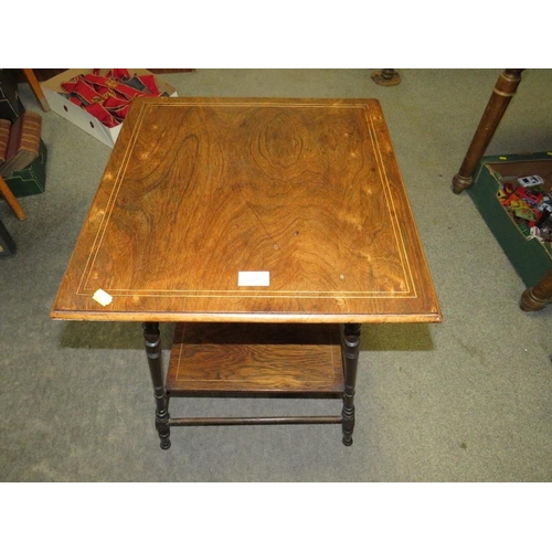 718 - AN EDWARDIAN ROSEWOOD TWO TIER OCCASIONAL TABLE