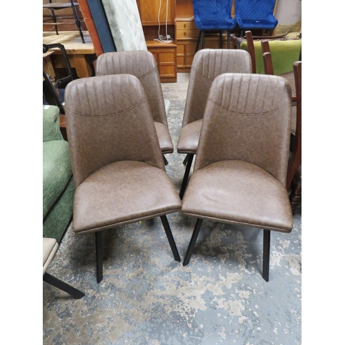 728 - A MODERN SET OF FOUR UPHOLSTERED DINING CHAIRS