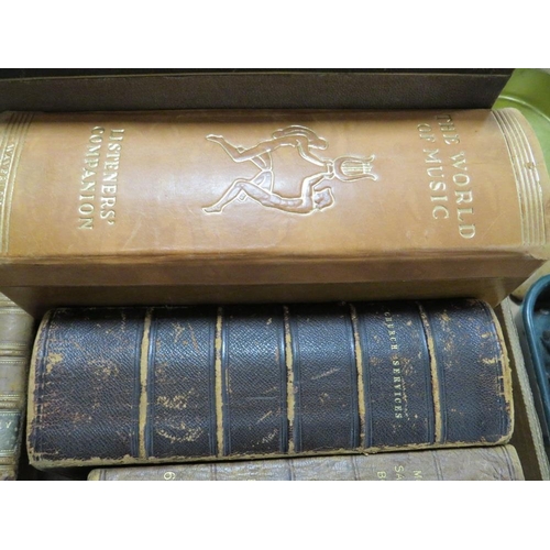 76 - A TRAY OF ANTIQUARIAN BOOKS TO INCLUDE SHAKESPEARE, CHURCH SERVICES ETC