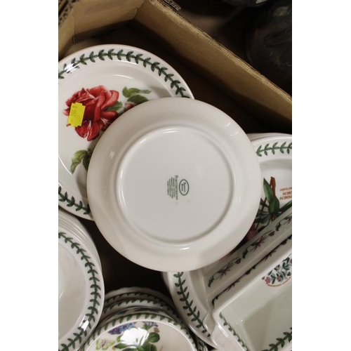 78 - A TRAY OF ASSORTED PORTMEIRION DINNERWARE TO INCLUDE DINNER PLATES, SIDE PLATES, DISHES, BOWLS ETC.,... 