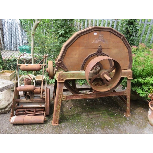 554 - A VINTAGE BAMFORDS AGRICULTURAL CUTTER AND A VINTAGE MOWER (2)