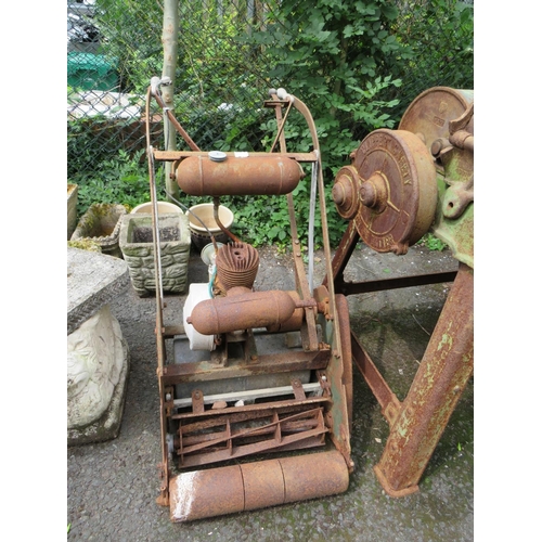 554 - A VINTAGE BAMFORDS AGRICULTURAL CUTTER AND A VINTAGE MOWER (2)