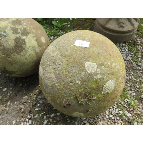 563 - TWO ANTIQUE SANDSTONE BALLS