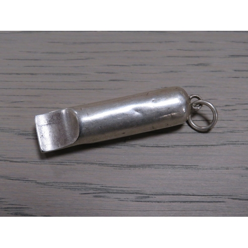 212 - AN ANTIQUE CHESTER HALLMARKED SILVER WHISTLE