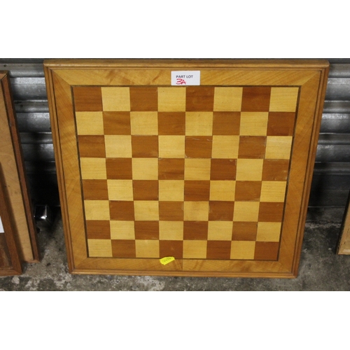 3A - A SELECTION OF ASSORTED MARQUETRY PICTURES, CHESS BOARD ETC