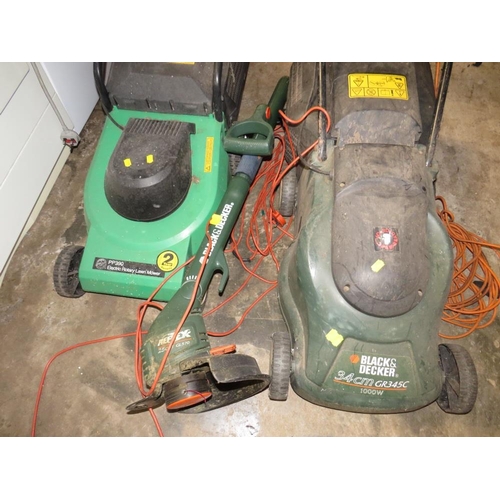 659 - TWO ELECTRICAL MOWERS AND AN ELECTRIC STRIMMER