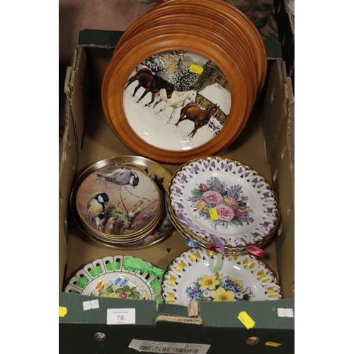 78 - FIVE TRAYS OF ASSORTED COLLECTORS PLATES , CABINET PLATES ETC