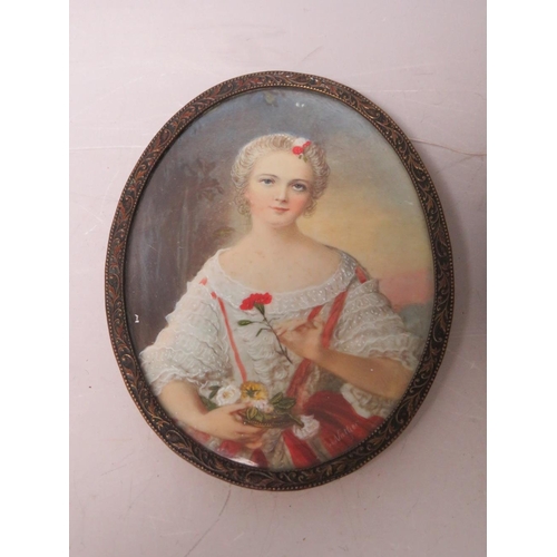 102 - A PAIR OF 19TH CENTURY OVAL PORTRAIT MINIATURES OF LADIES, believed to be from the Nattier family, o... 