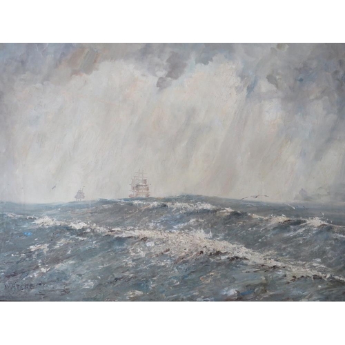 112 - CAPT. JOHN WATERS (XX). Stormy seascape with sailing vessels in a heavy swell 'Off Coquirubo 06, a G... 