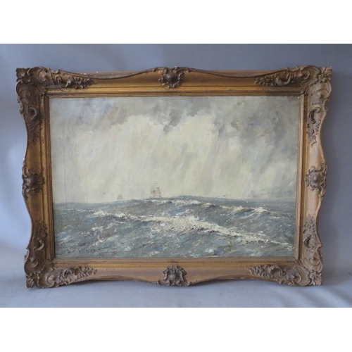 112 - CAPT. JOHN WATERS (XX). Stormy seascape with sailing vessels in a heavy swell 'Off Coquirubo 06, a G... 