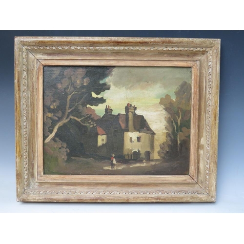 120 - ATTRIBUTED TO PHILIP HUGH PADWICK (1876-1932). See verso, impressionist rural scene with figure befo... 