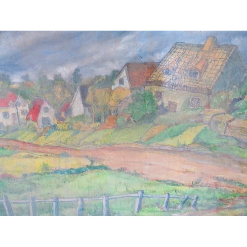 140 - C.A. FULFORD (XX). British school, a pair of impressionist  landscapes with buildings, signed lower ... 