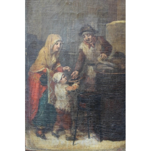 154 - CIRCLE OF PIETR FABRIS (1740-1792). A pair of interior kitchen scenes, oil on curved panels, a pair,... 