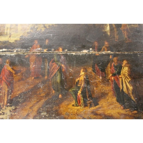 164 - FLEMISH SCHOOL (17TH CENTURY). A country landscape with a biblical scene, oil on panel, panels in th... 