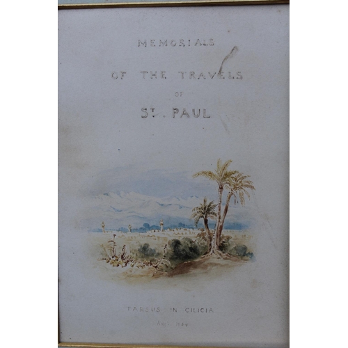 165 - ENGLISH SCHOOL (19TH CENTURY). A set of four - Tarsus, Jerusalem, Damascus and Antioch, in one gilt ... 