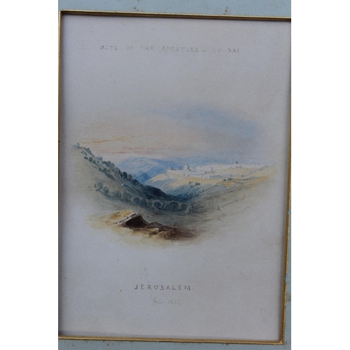 165 - ENGLISH SCHOOL (19TH CENTURY). A set of four - Tarsus, Jerusalem, Damascus and Antioch, in one gilt ... 