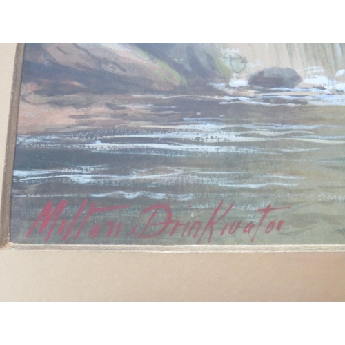 65 - ALBERT MILTON DRINKWATER (1862-1923). Cumbrian scene with figure by watermill 'Old Mill, Ambleside',... 