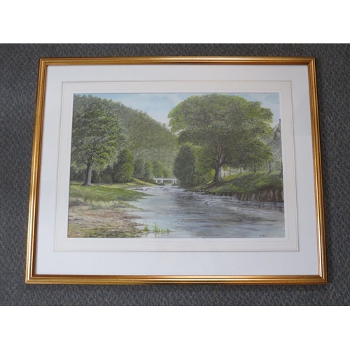 70 - E. SALE (XX). Welsh wooded river landscape, signed lower right, watercolour, framed and glazed, 37 x... 