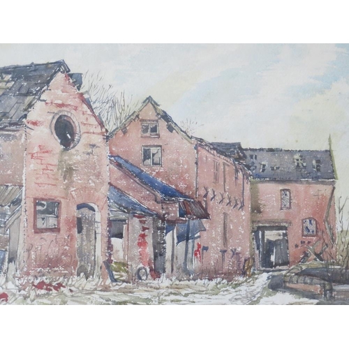 73 - ELIZABETH FORD (XX). Staffordshire artist, study of derelict farm buildings, signed lower left, wate... 